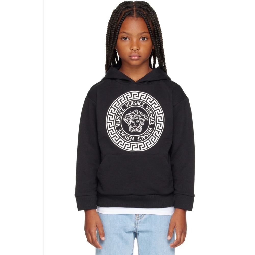 Versace Kids Black Medusa Hoodie Logo Sweatshirt Size 10 140 Italy authentic